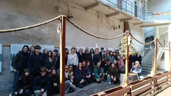 The Croatian Delegation in the courtyard where the Schindler's list was shot